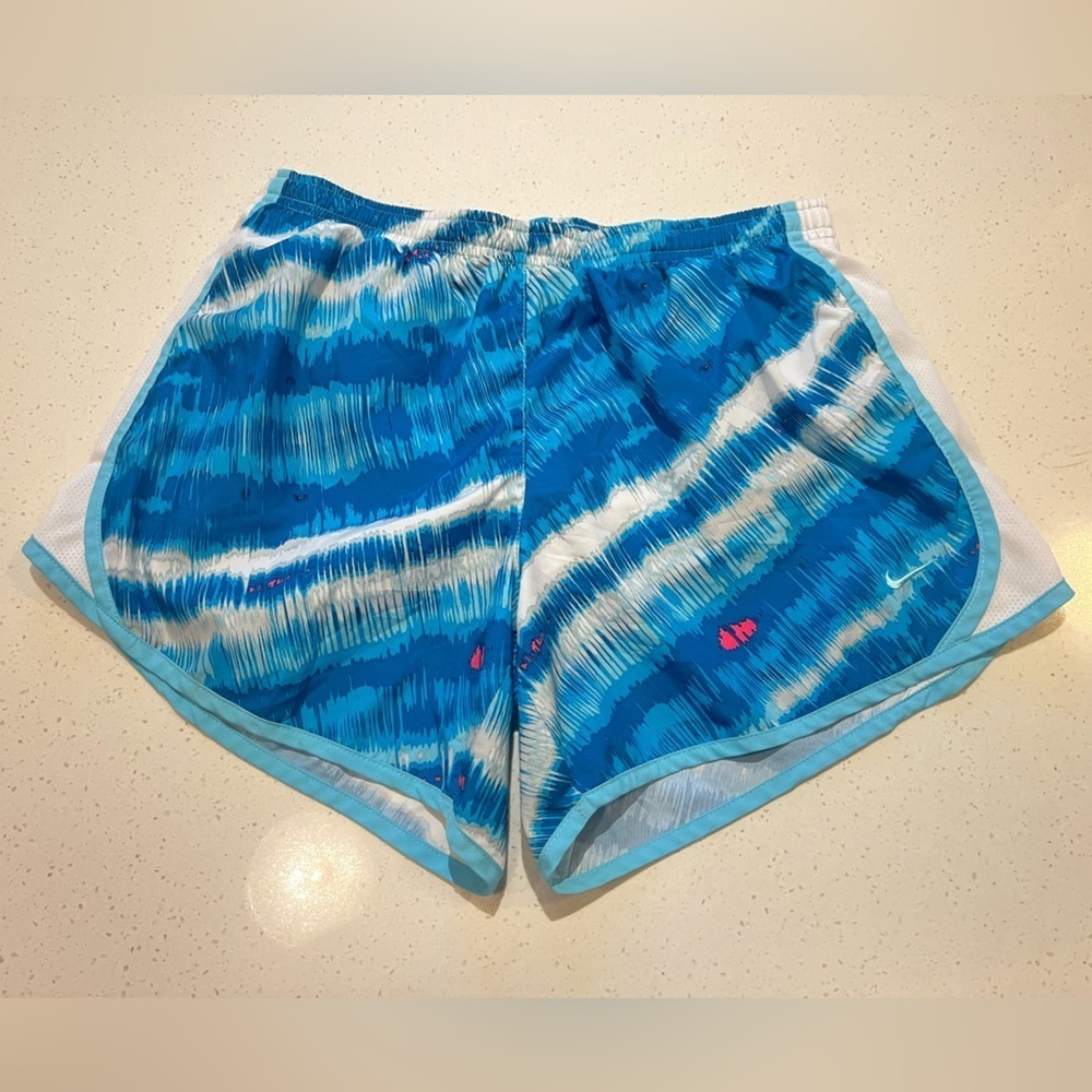 Nike Dri Fit Tempo 3" Running Shorts Lined Blue Pattern White Trim Size XL